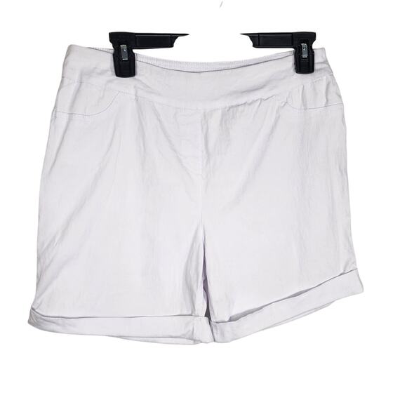 Soft Surroundings Women Short Medium White Pull On Super Stretch Cuffed Chino 6" - Picture 1 of 7